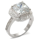 Alamode High-Polished 925 Sterling Silver Ring with AAA Grade CZ in Clear - Alamode