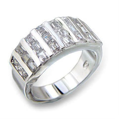 Alamode Rhodium Brass Ring with AAA Grade CZ in Clear - Flyclothing LLC