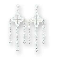 Alamode High-Polished 925 Sterling Silver Earrings with AAA Grade CZ in Clear - Flyclothing LLC