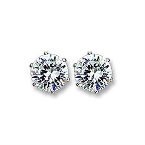 Alamode Rhodium Brass Earrings with AAA Grade CZ in Clear - Flyclothing LLC