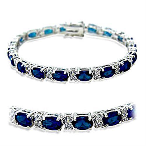 Alamode Rhodium Brass Bracelet with Synthetic Spinel in Sapphire - Alamode