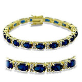 Alamode Gold Brass Bracelet with Synthetic Spinel in Sapphire - Flyclothing LLC