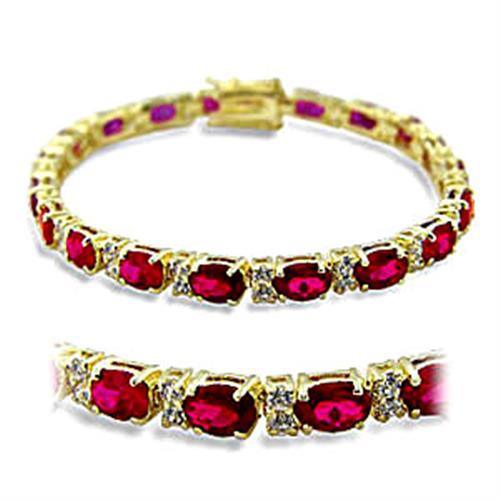 Alamode Gold Brass Bracelet with Synthetic Garnet in Ruby - Flyclothing LLC