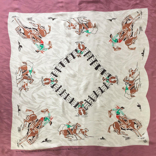 Vintage Cowboy Corral Western Silk Scarf - Flyclothing LLC