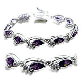 Alamode Rhodium Brass Bracelet with AAA Grade CZ in Amethyst - Alamode