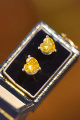 2 Carat Yellow Heart Moissanite Platinum-Plated Earrings - Trendsi