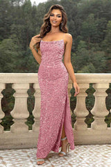 Sequin Backless Split Maxi Dress - Flyclothing LLC