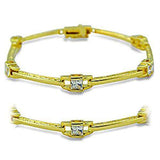 Alamode Gold Brass Bracelet with AAA Grade CZ in Clear - Flyclothing LLC