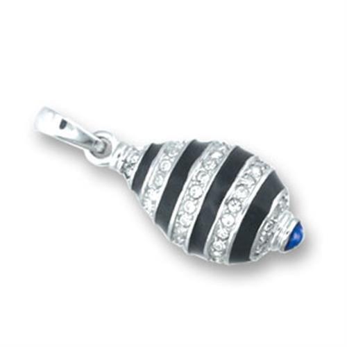 Alamode High-Polished 925 Sterling Silver Pendant with Top Grade Crystal in Clear - Alamode