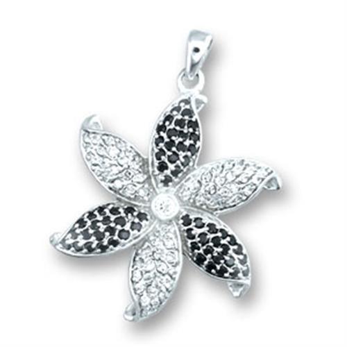 Alamode High-Polished 925 Sterling Silver Pendant with AAA Grade CZ in Clear - Alamode