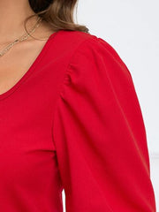 Square Neck Lantern Sleeve Blouse - Flyclothing LLC