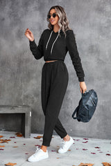 Ruched Raglan Sleeve Hoodie and Joggers Set - Flyclothing LLC