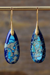 Handmade Teardrop Shape Natural Stone Dangle Earrings - Flyclothing LLC