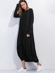 Full Size Round Neck Long Sleeve Sweatshirt Dress - Trendsi