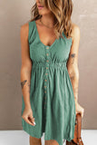 Sleeveless Button Down Mini Dress - Flyclothing LLC