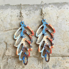 Leaf Shape Wooden Dangle Earrings - Flyclothing LLC