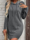 Drawstring Hooded Sweater Dress - Trendsi