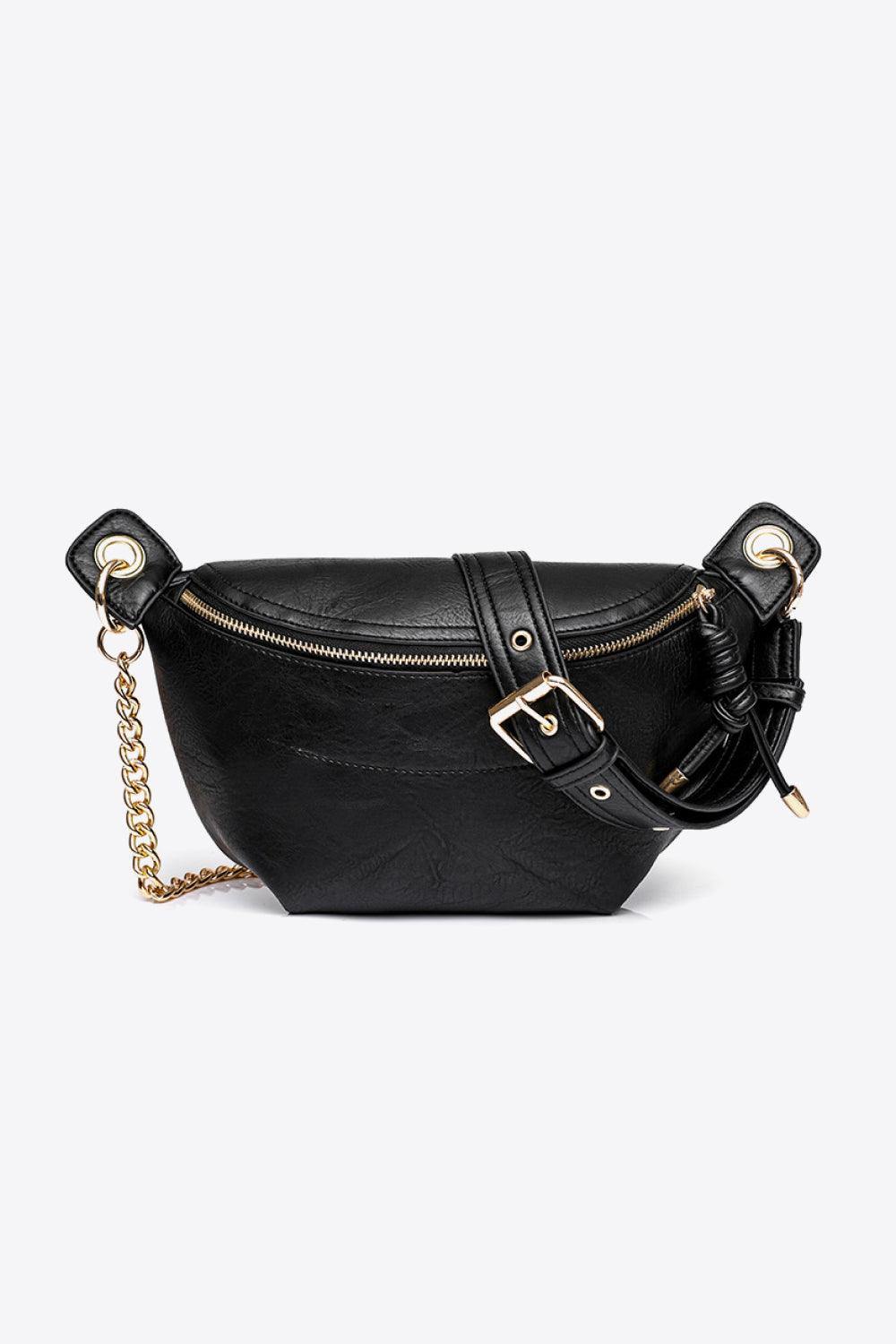 PU Leather Chain Strap Crossbody Bag - Trendsi