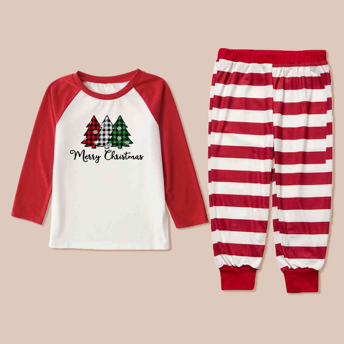 MERRY CHRISTMAS Graphic Top and Striped Pants Set - Flyclothing LLC