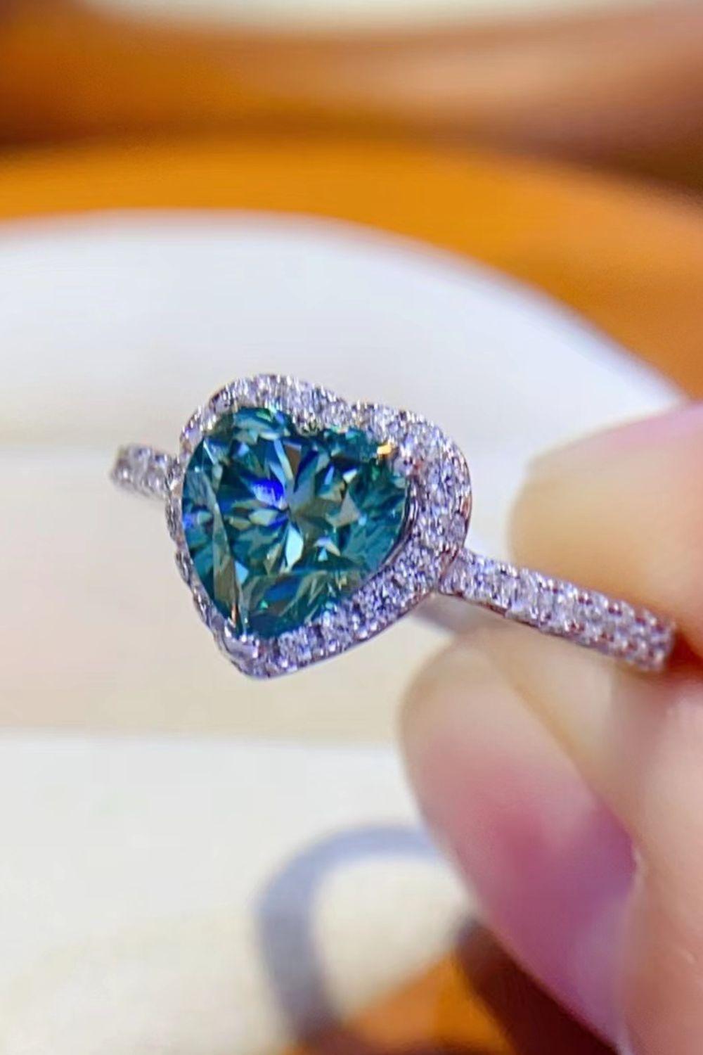 1-Carat Moissanite Heart Ring - Flyclothing LLC