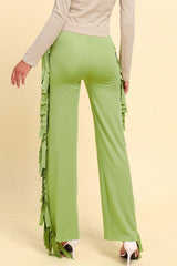 Fringe Trim Wide Leg Pants - Flyclothing LLC