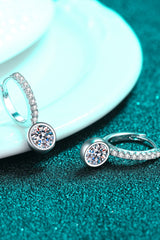 1 Carat Moissanite Rhodium-Plated Drop Earrings - Flyclothing LLC