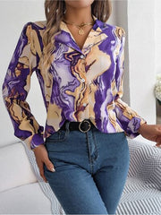 Printed Button Up Long Sleeve Shirt - Flyclothing LLC