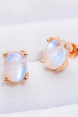 Natural Moonstone 4-Prong Stud Earrings - Flyclothing LLC