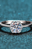 1 Carat Moissanite Rhodium-Plated Solitaire Ring - Flyclothing LLC