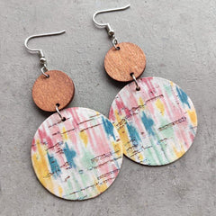 Round Shape Wooden Dangle Earrings - Flyclothing LLC