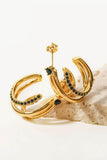 18K Gold Plated Cubic Zirconia Wrap C-Hoop Earrings - Flyclothing LLC