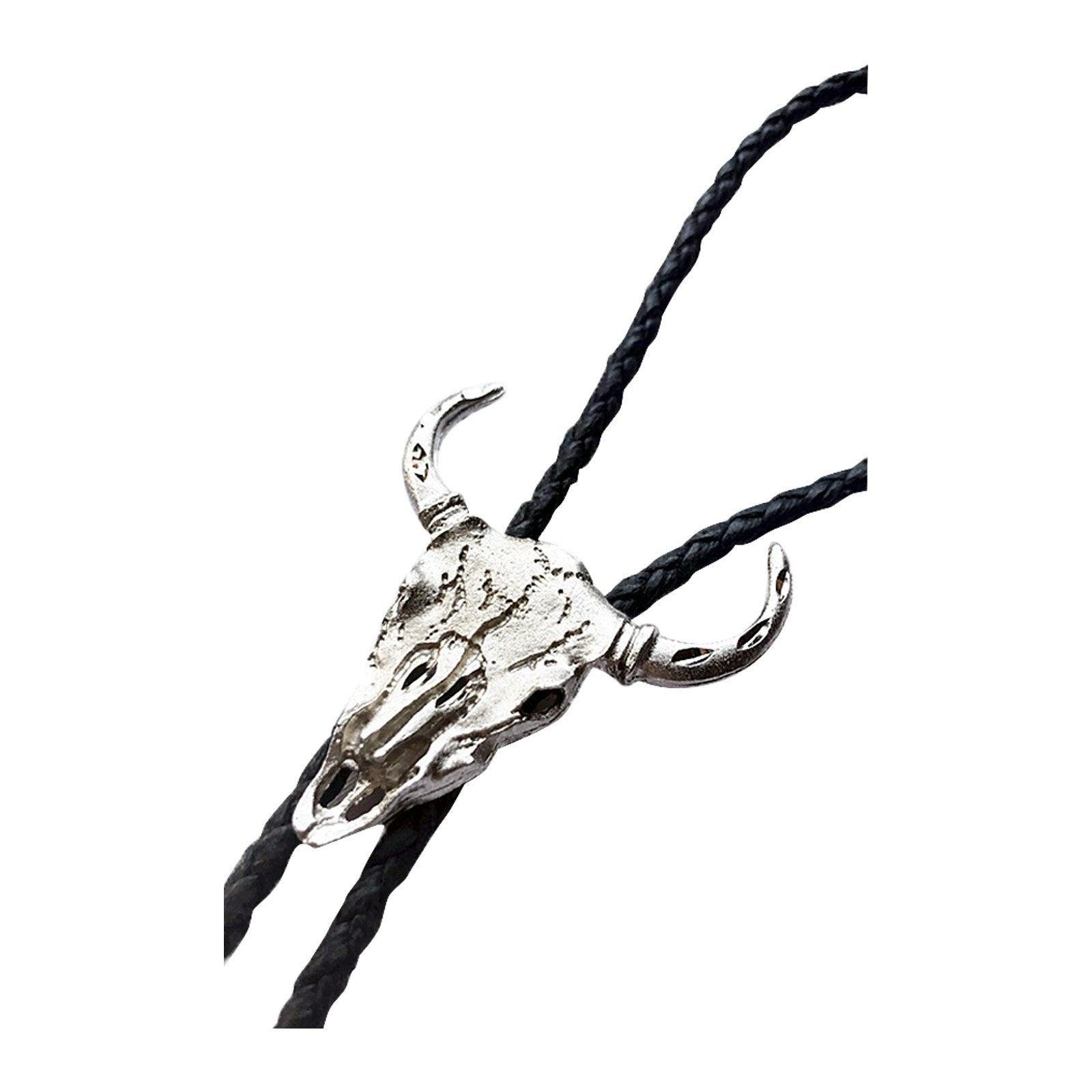 Silver Bison Skull Western Bolo Tie - Flyclothing LLC