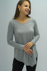 Buttoned Long Sleeve Round Neck Tee - Flyclothing LLC