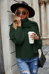 Round Neck Lantern Sleeve Sweater - Flyclothing LLC