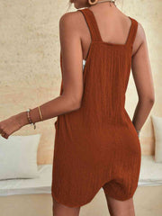 Full Size Scoop Neck Romper with Pockets - Trendsi