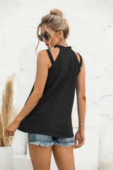 Cutout Mock Neck Tank - Flyclothing LLC