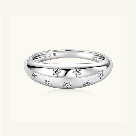 925 Sterling Silver Inlaid Moissanite Star Ring - Flyclothing LLC