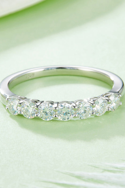 Moissanite Platinum-Plated Half-Eternity Ring - Flyclothing LLC