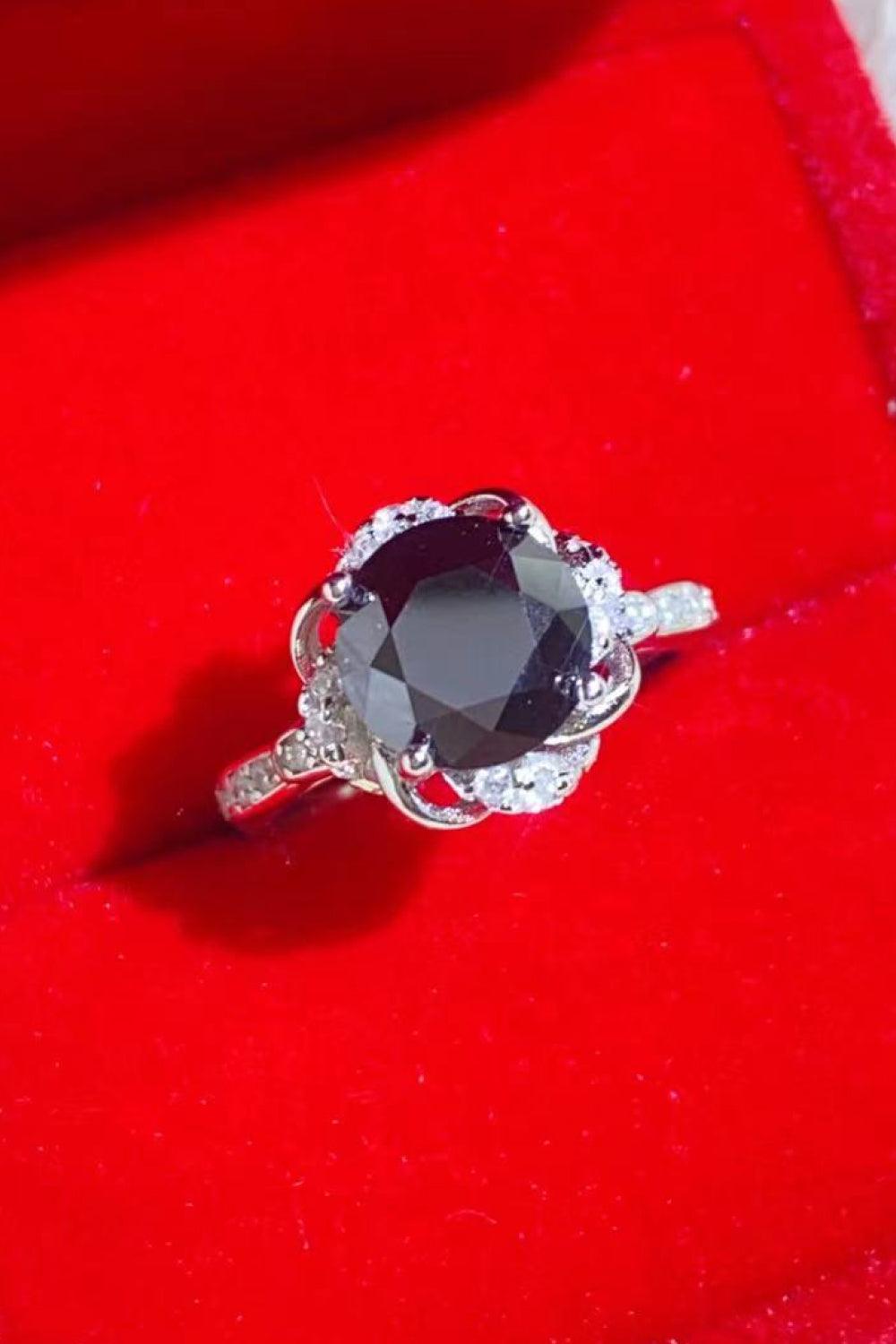 2 Carat Black Moissanite Floral Ring - Flyclothing LLC