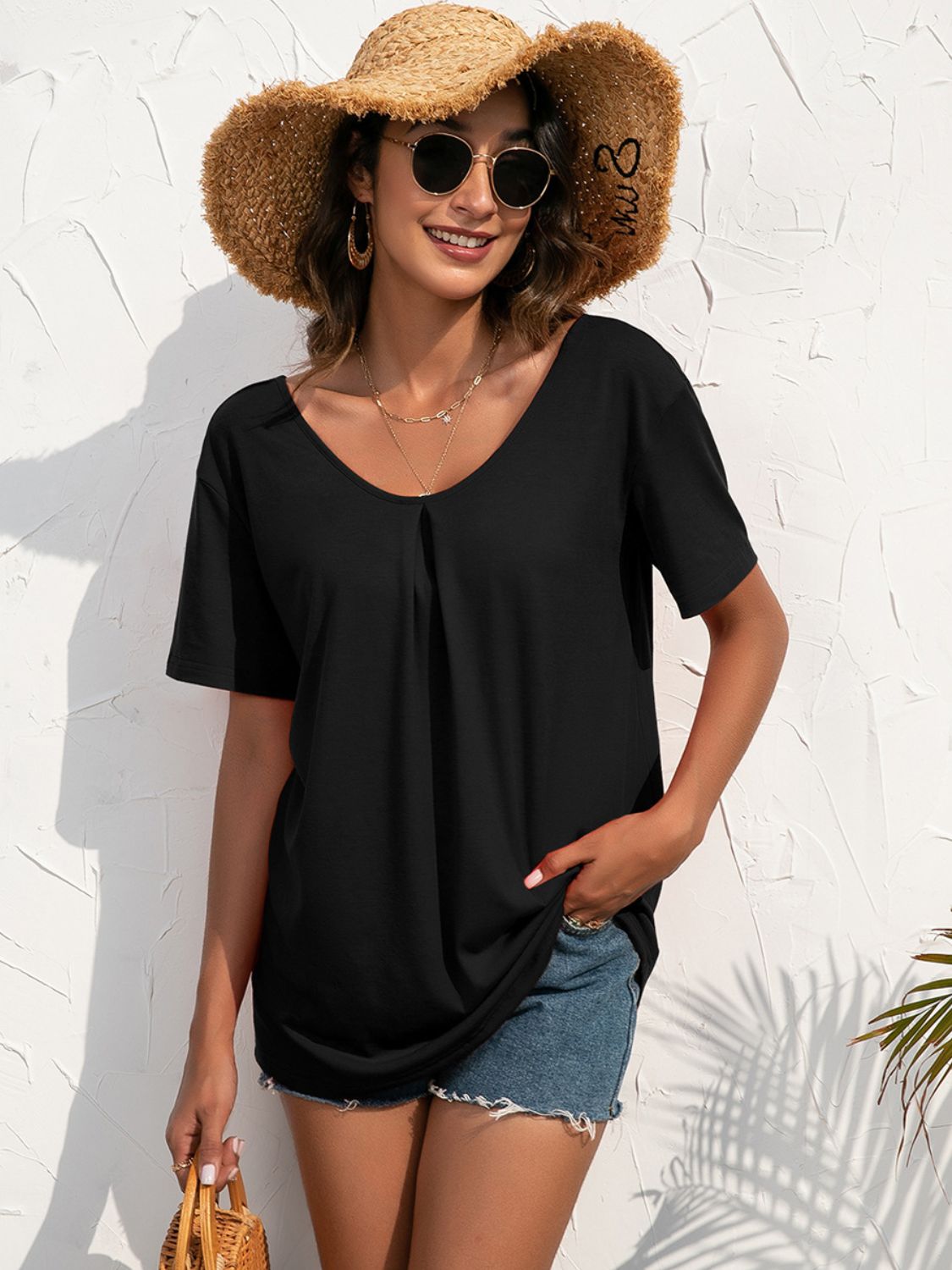 Lace Trim Short Sleeve Top - Flyclothing LLC