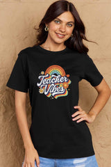 Simply Love Full Size TEACHER VIBES Graphic Cotton T-Shirt - Flyclothing LLC