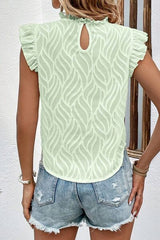 Frill Mock Neck Cap Sleeve Tank - Flyclothing LLC