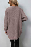 Rib-Knit Open Front Pocketed Cardigan - Flyclothing LLC