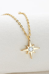 Moissanite North Star Pendant 925 Sterling Silver Necklace - Flyclothing LLC