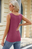 Decorative Button Round Neck Tank - Flyclothing LLC