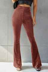 Ribbed High Waist Flare Pants - Flyclothing LLC