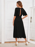 Round Neck Cutout Half Sleeve Dress - Trendsi