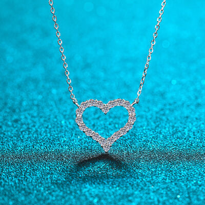 Moissanite 925 Sterling Silver Heart Shape Necklace - Flyclothing LLC