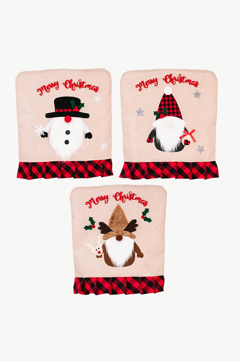 3-Pack Plaid Christmas Gnome Chair Covers - Flyclothing LLC