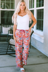 Printed Tie Waist Wide Leg Long Pants - Flyclothing LLC